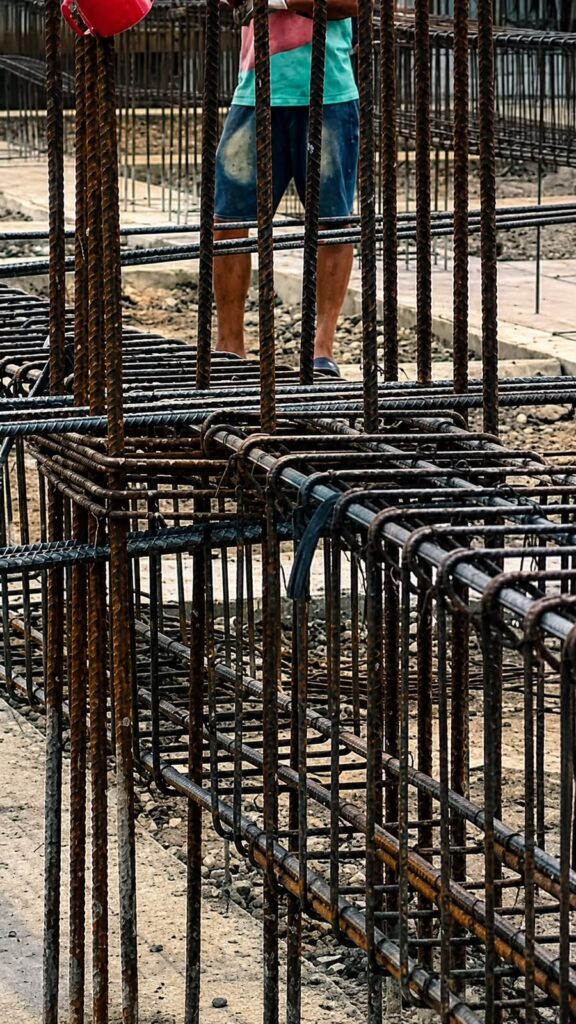 Nod structural între stâlp și grindă înainte de betonare